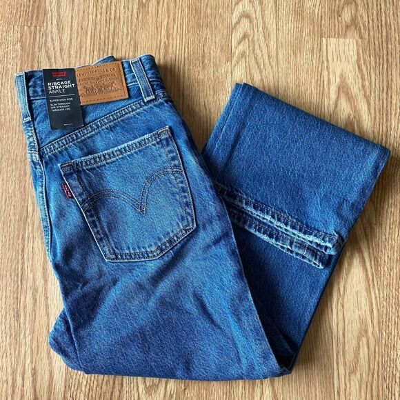 Levi's Ribcage Straight Ankle Jeans Blue 25x27 - Picture 12 of 12